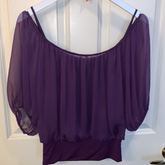 Purple 3/4 length sleeve blouse - Picture 4 of 5